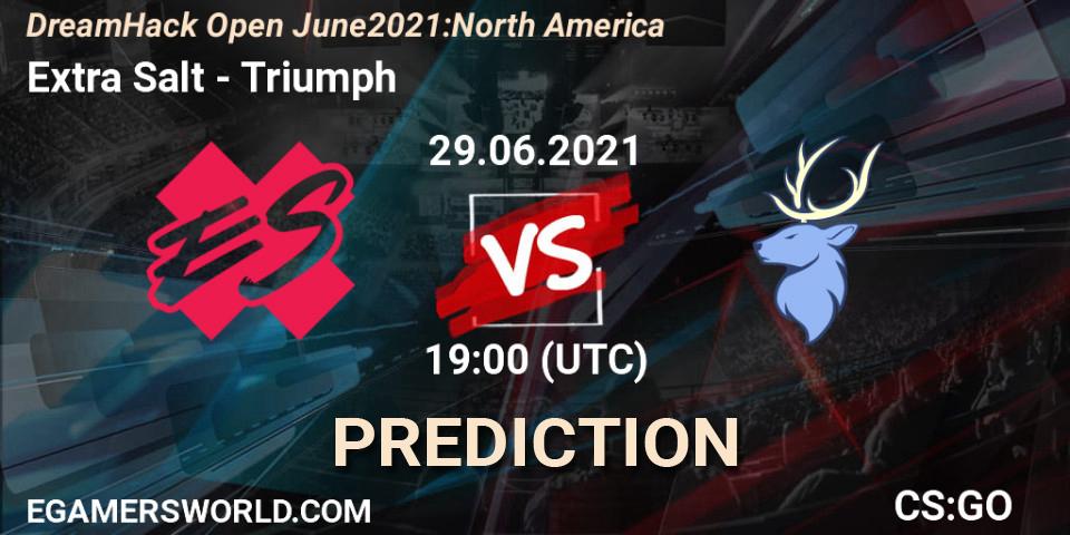 Pronósticos Extra Salt - Triumph. 29.06.2021 at 19:00. DreamHack Open June 2021: North America - Counter-Strike (CS2)