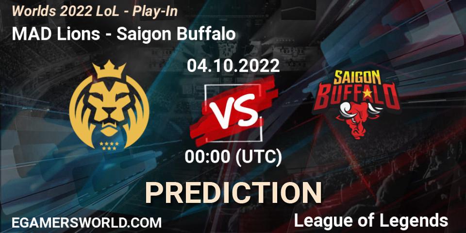 Pronósticos MAD Lions - Saigon Buffalo. 01.10.2022 at 21:00. Worlds 2022 LoL - Play-In - LoL