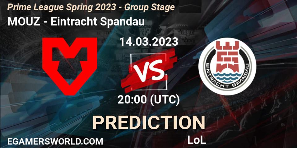 Pronósticos MOUZ - Eintracht Spandau. 14.03.23. Prime League Spring 2023 - Group Stage - LoL