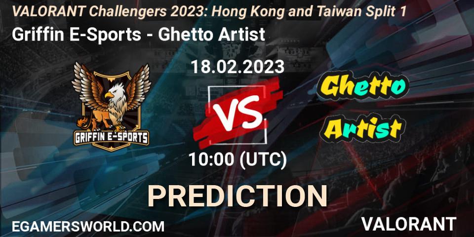 Pronósticos Griffin E-Sports - Ghetto Artist. 18.02.2023 at 10:00. VALORANT Challengers 2023: Hong Kong and Taiwan Split 1 - VALORANT