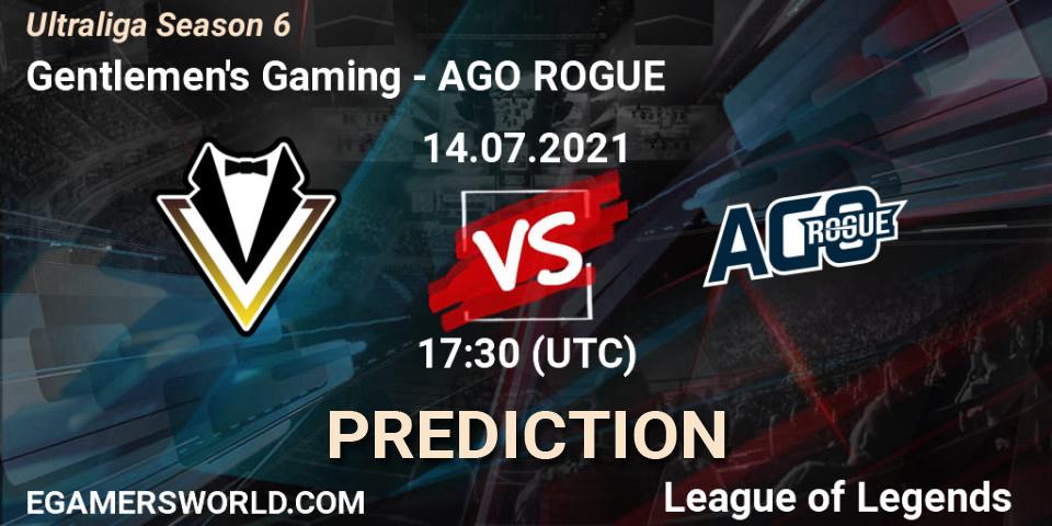 Pronósticos Gentlemen's Gaming - AGO ROGUE. 14.07.2021 at 17:30. Ultraliga Season 6 - LoL