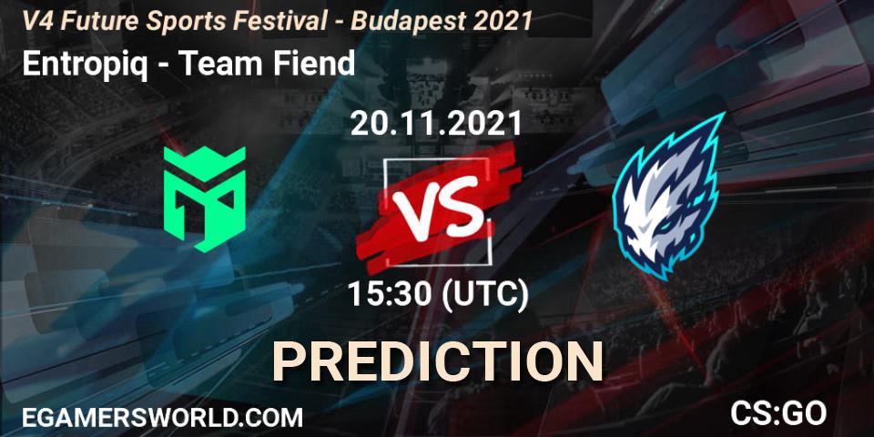 Pronósticos Entropiq - Team Fiend. 20.11.21. V4 Future Sports Festival - Budapest 2021 - CS2 (CS:GO)