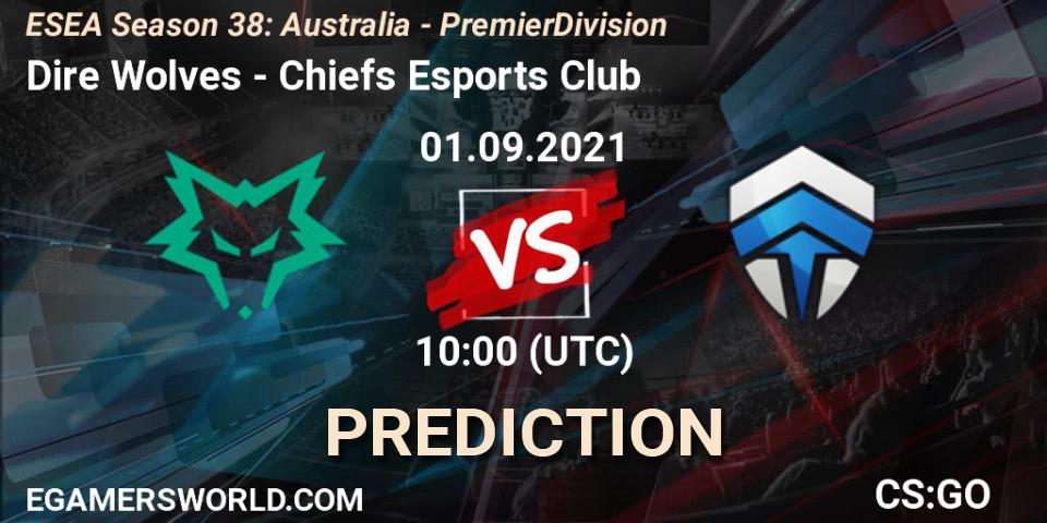 Pronósticos ex-Dire Wolves - Chiefs Esports Club. 01.09.21. ESEA Season 38: Australia - Premier Division - CS2 (CS:GO)