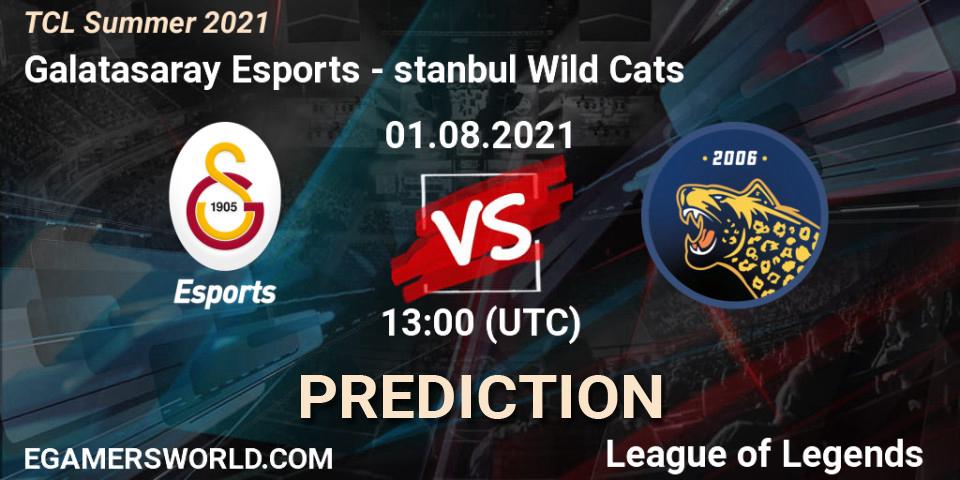 Pronósticos Galatasaray Esports - İstanbul Wild Cats. 01.08.2021 at 13:00. TCL Summer 2021 - LoL