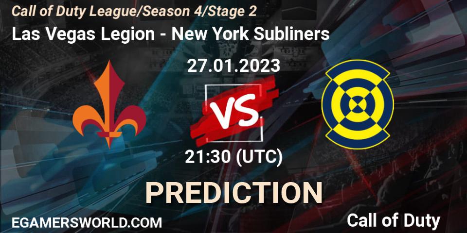 Pronósticos Las Vegas Legion - New York Subliners. 27.01.2023 at 21:30. Call of Duty League 2023: Stage 2 Major Qualifiers - Call of Duty
