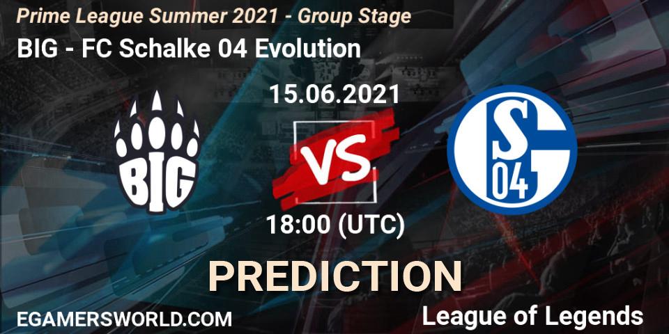 Pronósticos BIG - FC Schalke 04 Evolution. 15.06.2021 at 17:55. Prime League Summer 2021 - Group Stage - LoL