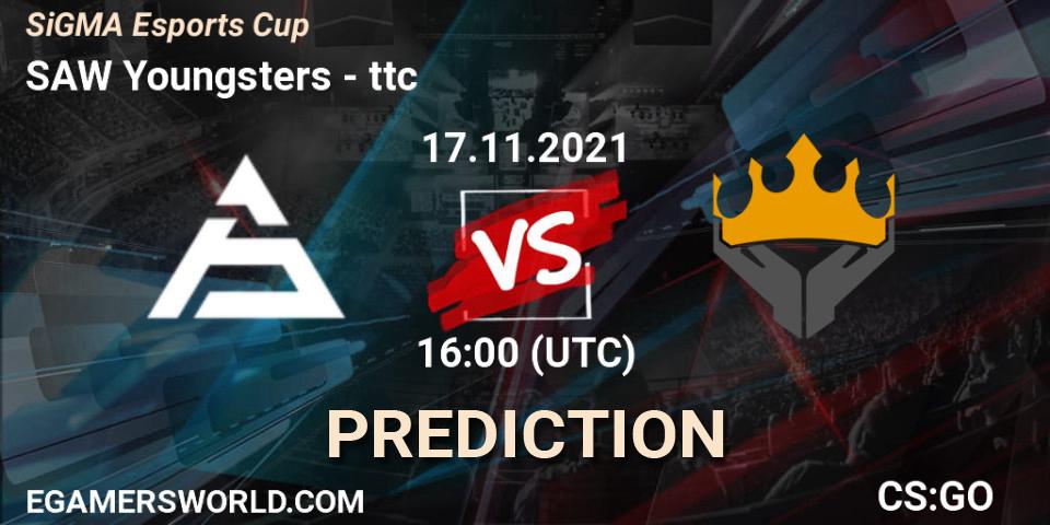 Pronósticos SAW Youngsters - ttc. 17.11.2021 at 16:00. SiGMA Esports Cup - Counter-Strike (CS2)
