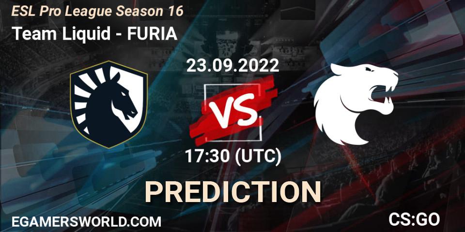 Pronósticos Team Liquid - FURIA. 23.09.2022 at 17:30. ESL Pro League Season 16 - Counter-Strike (CS2)
