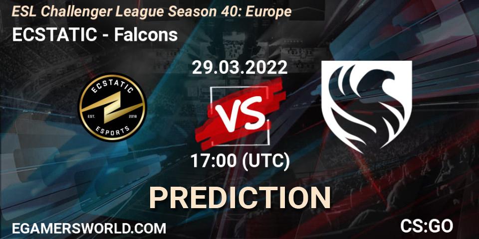 Pronósticos ECSTATIC - Falcons. 29.03.2022 at 17:00. ESL Challenger League Season 40: Europe - Counter-Strike (CS2)