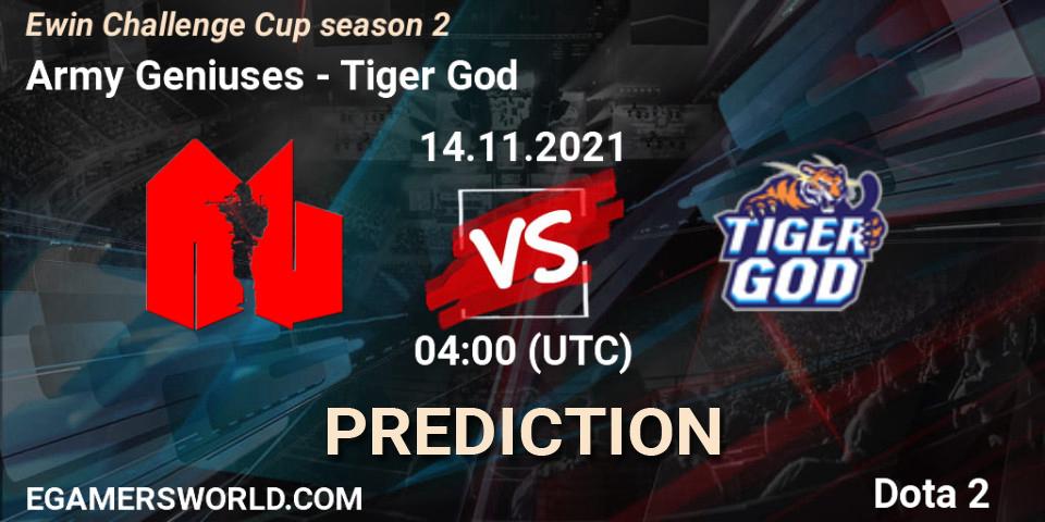 Pronósticos Army Geniuses - Tiger God. 14.11.2021 at 04:13. Ewin Challenge Cup season 2 - Dota 2