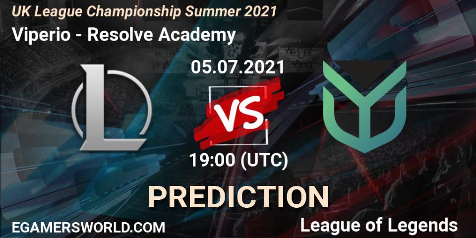 Pronósticos Viperio - Resolve Academy. 05.07.2021 at 19:00. UK League Championship Summer 2021 - LoL