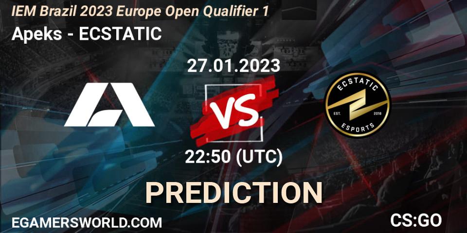 Pronósticos Apeks - ECSTATIC. 28.01.23. IEM Brazil Rio 2023 Europe Open Qualifier 1 - CS2 (CS:GO)