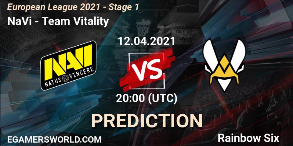 Pronósticos NaVi - Team Vitality. 12.04.2021 at 19:45. European League 2021 - Stage 1 - Rainbow Six