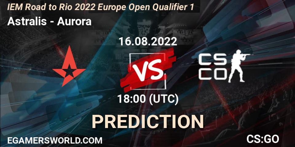Pronósticos Astralis - Aurora. 16.08.2022 at 18:00. IEM Road to Rio 2022 Europe Open Qualifier 1 - Counter-Strike (CS2)