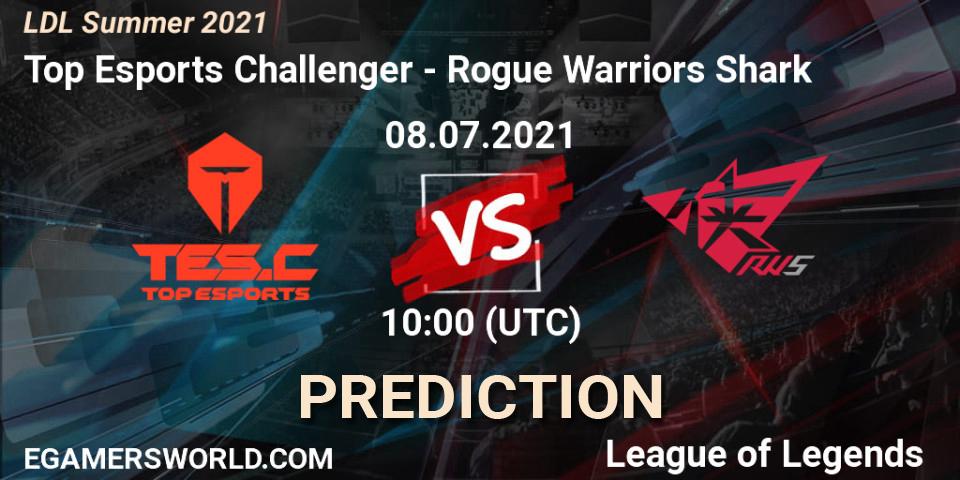 Pronósticos Top Esports Challenger - Rogue Warriors Shark. 08.07.2021 at 10:00. LDL Summer 2021 - LoL