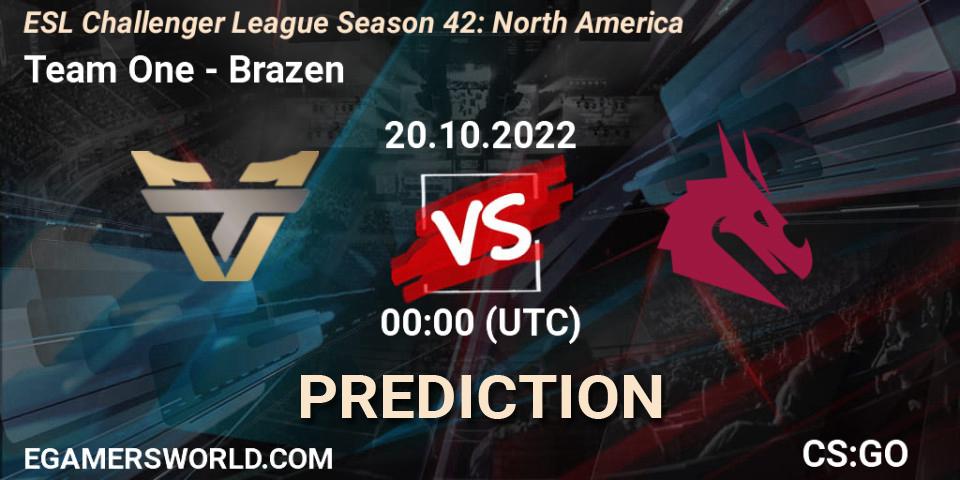 Pronósticos Team One - Brazen. 20.10.22. ESL Challenger League Season 42: North America - CS2 (CS:GO)