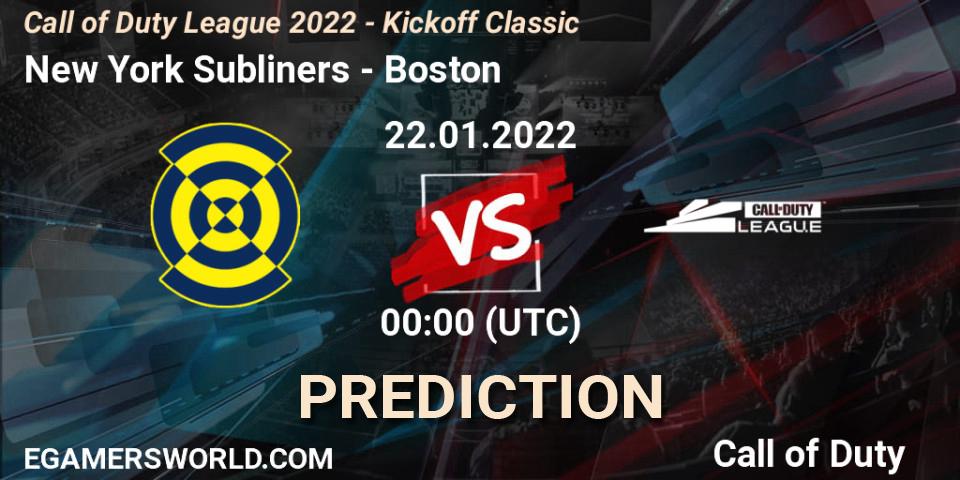 Pronósticos New York Subliners - Boston Breach. 22.01.22. Call of Duty League 2022 - Kickoff Classic - Call of Duty