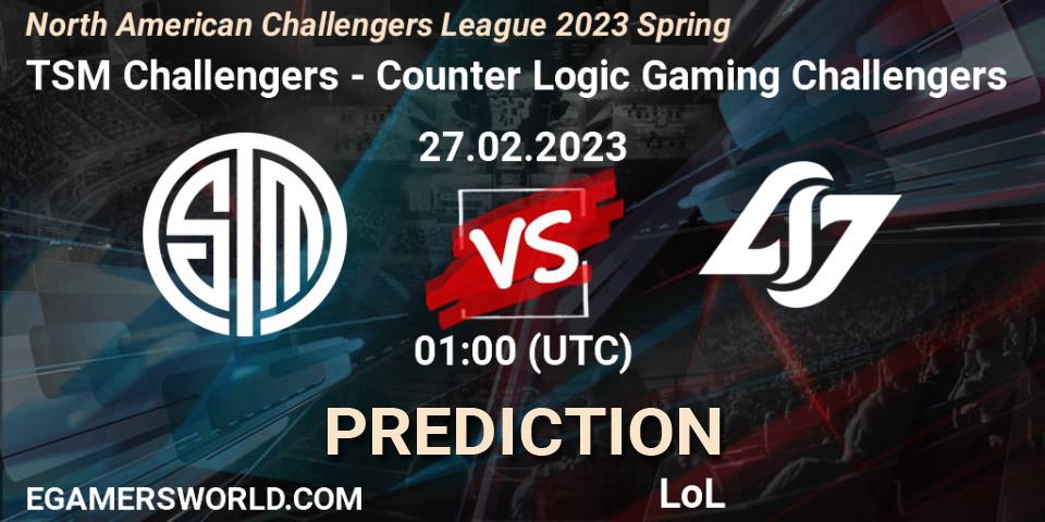 Pronósticos TSM Challengers - Counter Logic Gaming Challengers. 27.02.23. NACL 2023 Spring - Group Stage - LoL