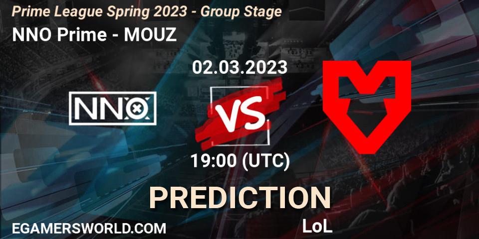 Pronósticos NNO Prime - MOUZ. 02.03.23. Prime League Spring 2023 - Group Stage - LoL