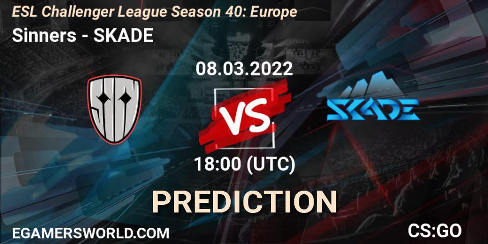 Pronósticos Sinners - SKADE. 08.03.2022 at 18:00. ESL Challenger League Season 40: Europe - Counter-Strike (CS2)