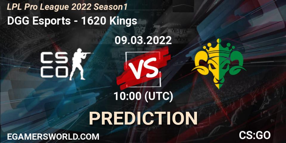 Pronósticos DGG Esports - 1620 Kings. 08.03.2022 at 07:30. LPL Pro League 2022 Season 1 - Counter-Strike (CS2)