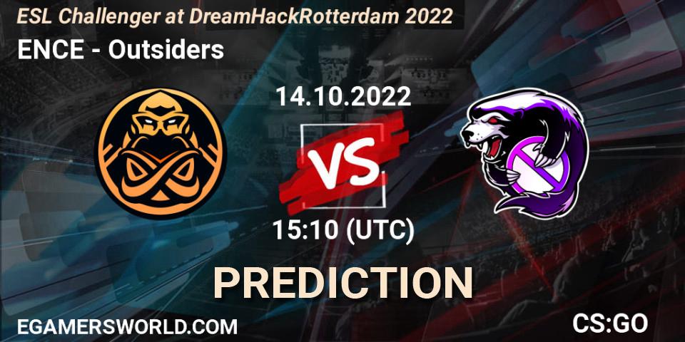 Pronósticos ENCE - Outsiders. 14.10.2022 at 16:00. ESL Challenger at DreamHack Rotterdam 2022 - Counter-Strike (CS2)