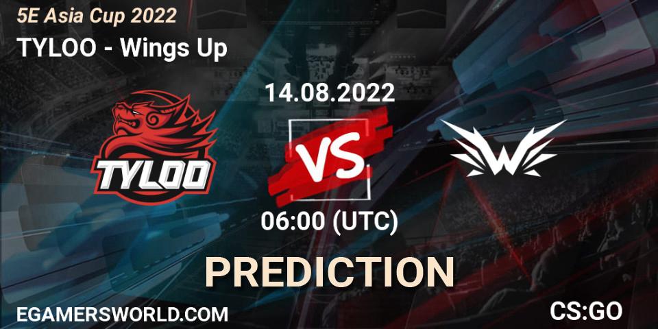 Pronósticos TYLOO - Wings Up. 14.08.2022 at 06:00. 5E Asia Cup 2022 - Counter-Strike (CS2)