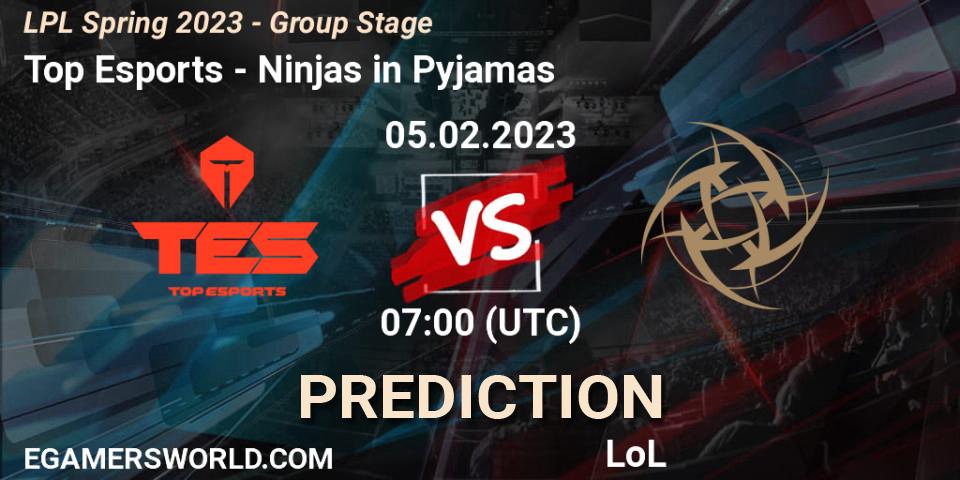 Pronósticos Top Esports - Ninjas in Pyjamas. 05.02.23. LPL Spring 2023 - Group Stage - LoL
