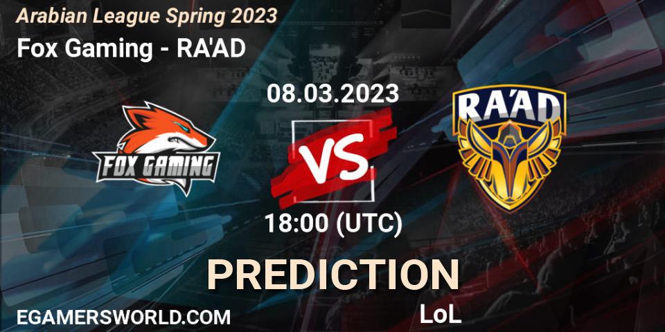 Pronósticos Fox Gaming - RA'AD. 15.02.23. Arabian League Spring 2023 - LoL