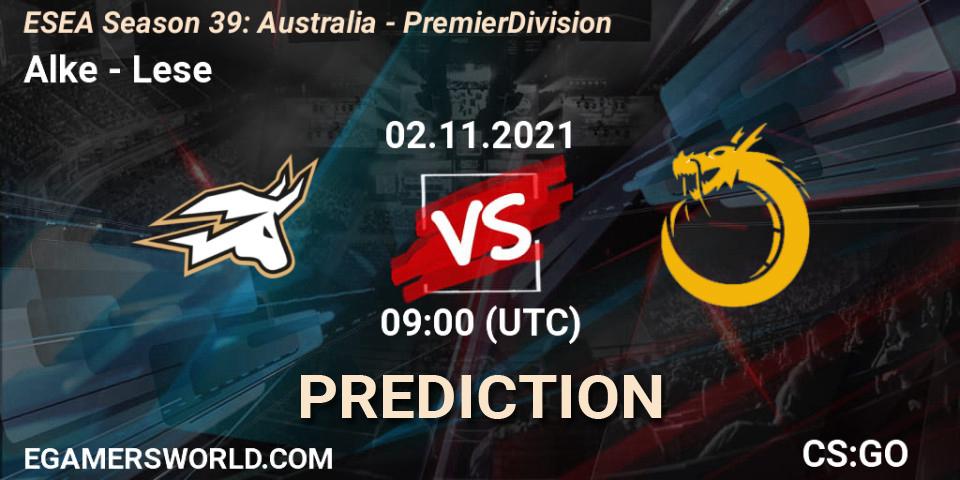Pronósticos Alke - Lese. 02.11.2021 at 09:00. ESEA Season 39: Australia - Premier Division - Counter-Strike (CS2)