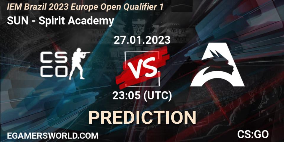 Pronósticos SUN - Spirit Academy. 28.01.23. IEM Brazil Rio 2023 Europe Open Qualifier 1 - CS2 (CS:GO)