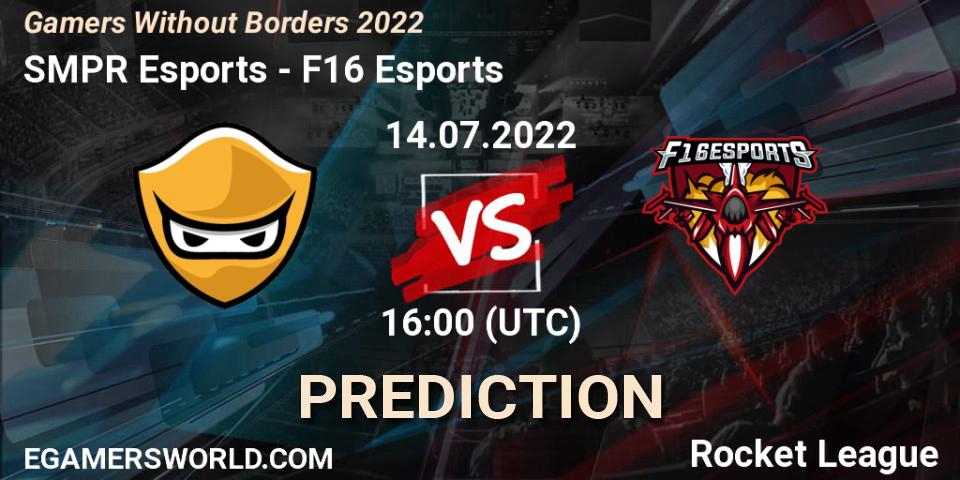 Pronósticos SMPR Esports - F16 Esports. 14.07.22. Gamers Without Borders 2022 - Rocket League