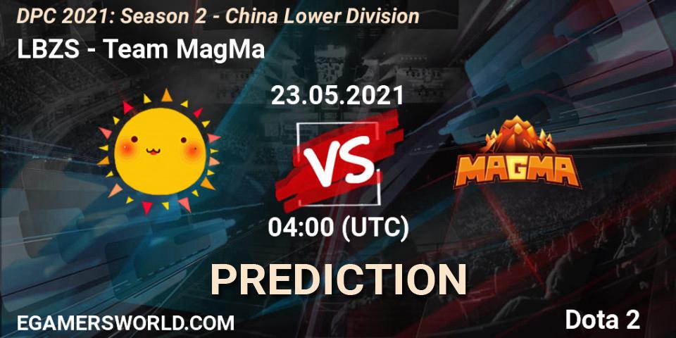 Pronósticos LBZS - Team MagMa. 23.05.2021 at 03:56. DPC 2021: Season 2 - China Lower Division - Dota 2