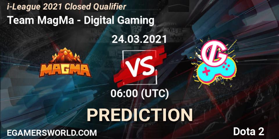 Pronósticos Team MagMa - Digital Gaming. 24.03.2021 at 06:03. i-League 2021 Closed Qualifier - Dota 2