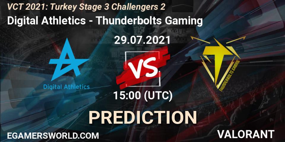 Pronósticos Digital Athletics - Thunderbolts Gaming. 29.07.2021 at 15:00. VCT 2021: Turkey Stage 3 Challengers 2 - VALORANT