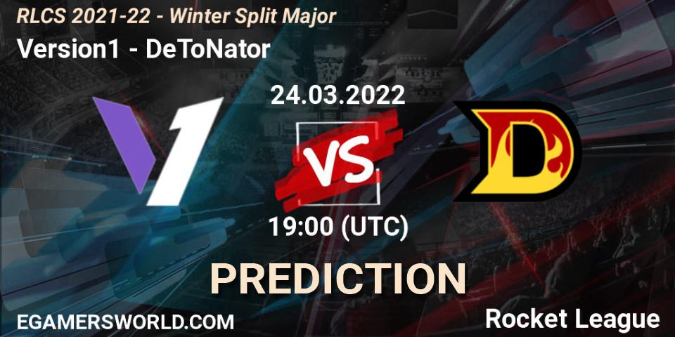 Pronósticos Version1 - DeToNator. 24.03.2022 at 21:00. RLCS 2021-22 - Winter Split Major - Rocket League