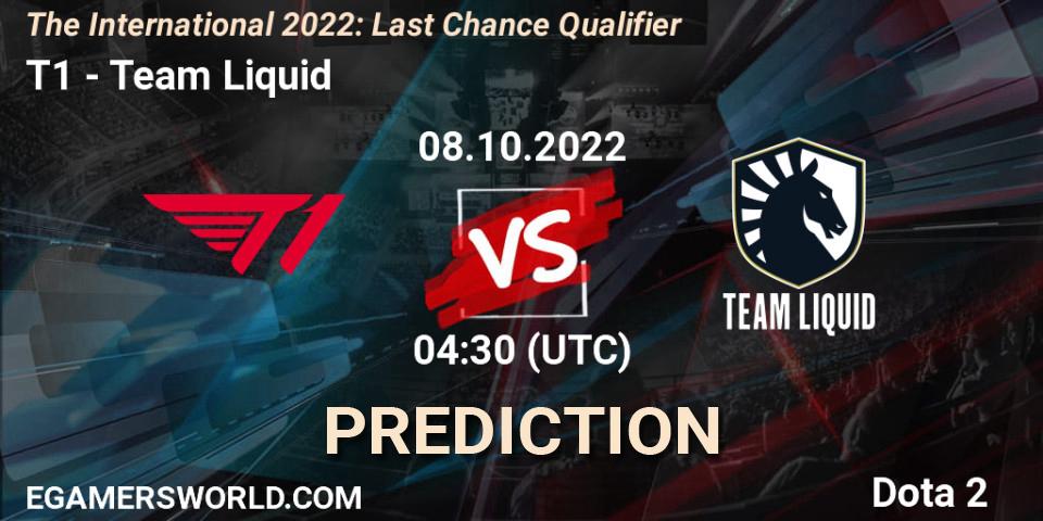 Pronósticos T1 - Team Liquid. 08.10.22. The International 2022: Last Chance Qualifier - Dota 2