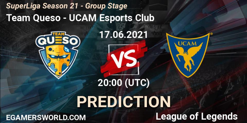 Pronósticos Team Queso - UCAM Esports Club. 17.06.2021 at 20:00. SuperLiga Season 21 - Group Stage - LoL