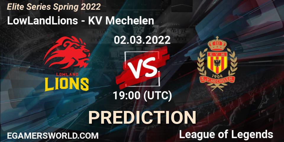 Pronósticos LowLandLions - KV Mechelen. 02.03.2022 at 20:00. Elite Series Spring 2022 - LoL