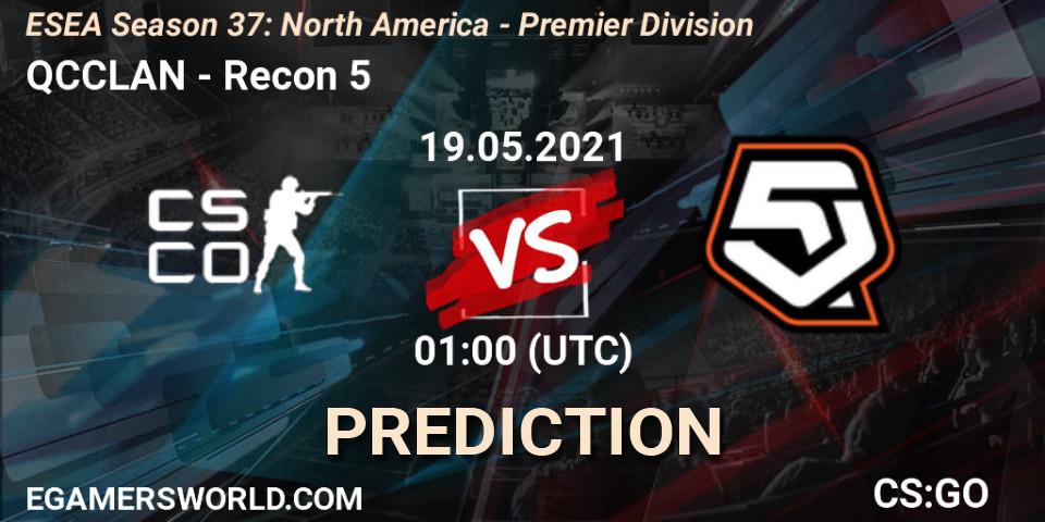 Pronósticos QCCLAN - Recon 5. 19.05.2021 at 01:00. ESEA Season 37: North America - Premier Division - Counter-Strike (CS2)