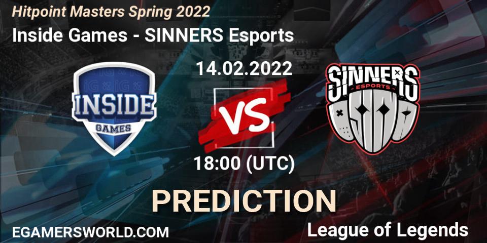 Pronósticos Inside Games - SINNERS Esports. 14.02.22. Hitpoint Masters Spring 2022 - LoL