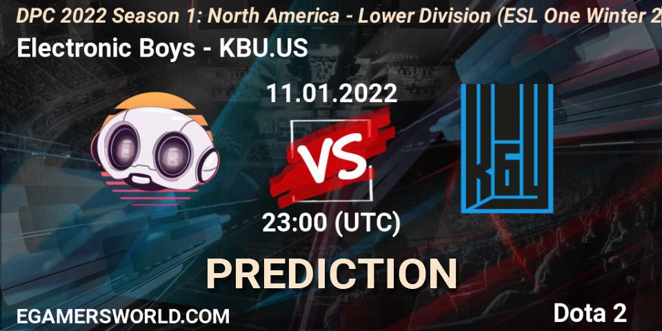 Pronósticos Electronic Boys - KBU.US. 11.01.22. DPC 2022 Season 1: North America - Lower Division (ESL One Winter 2021) - Dota 2