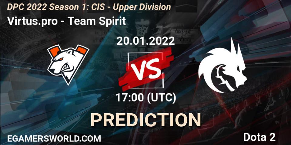 Pronósticos Virtus.pro - Team Spirit. 20.01.2022 at 18:10. DPC 2022 Season 1: CIS - Upper Division - Dota 2