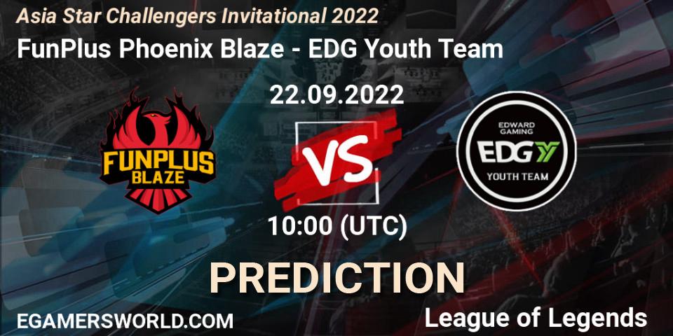 Pronósticos FunPlus Phoenix Blaze - EDward Gaming Youth Team. 22.09.2022 at 10:00. Asia Star Challengers Invitational 2022 - LoL