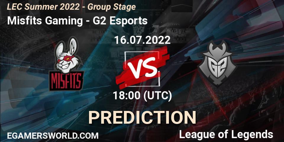 Pronósticos Misfits Gaming - G2 Esports. 16.07.22. LEC Summer 2022 - Group Stage - LoL