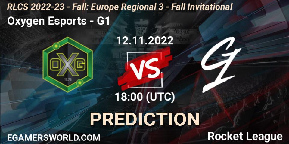 Pronósticos Oxygen Esports - G1. 12.11.2022 at 17:55. RLCS 2022-23 - Fall: Europe Regional 3 - Fall Invitational - Rocket League
