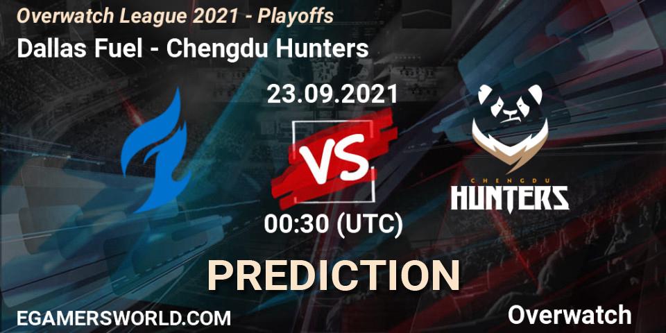 Pronósticos Dallas Fuel - Chengdu Hunters. 23.09.2021 at 02:30. Overwatch League 2021 - Playoffs - Overwatch