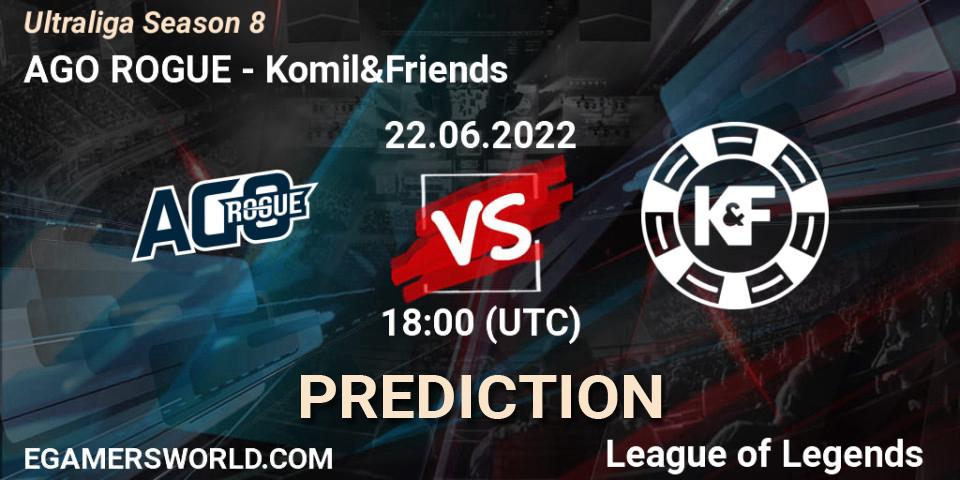Pronósticos AGO ROGUE - Komil&Friends. 22.06.2022 at 18:15. Ultraliga Season 8 - LoL