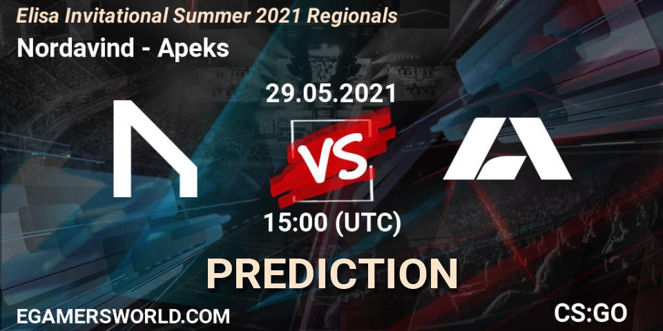 Pronósticos Nordavind - Apeks. 29.05.2021 at 15:00. Elisa Invitational Summer 2021 Regionals - Counter-Strike (CS2)