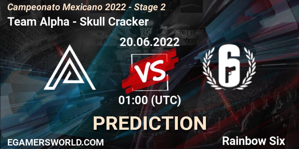 Pronósticos Team Alpha - Skull Cracker. 20.06.2022 at 02:00. Campeonato Mexicano 2022 - Stage 2 - Rainbow Six
